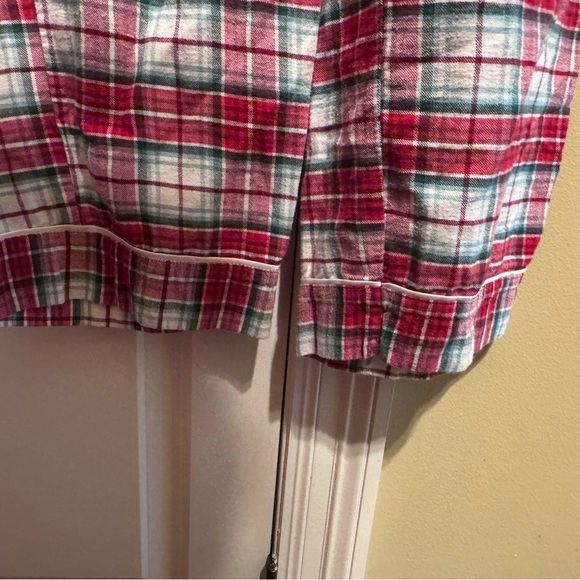 Gillian & O’Malley Red White  Plaid Flannel Pajamas Button Down Top Pants Sz L - Picture 12 of 16